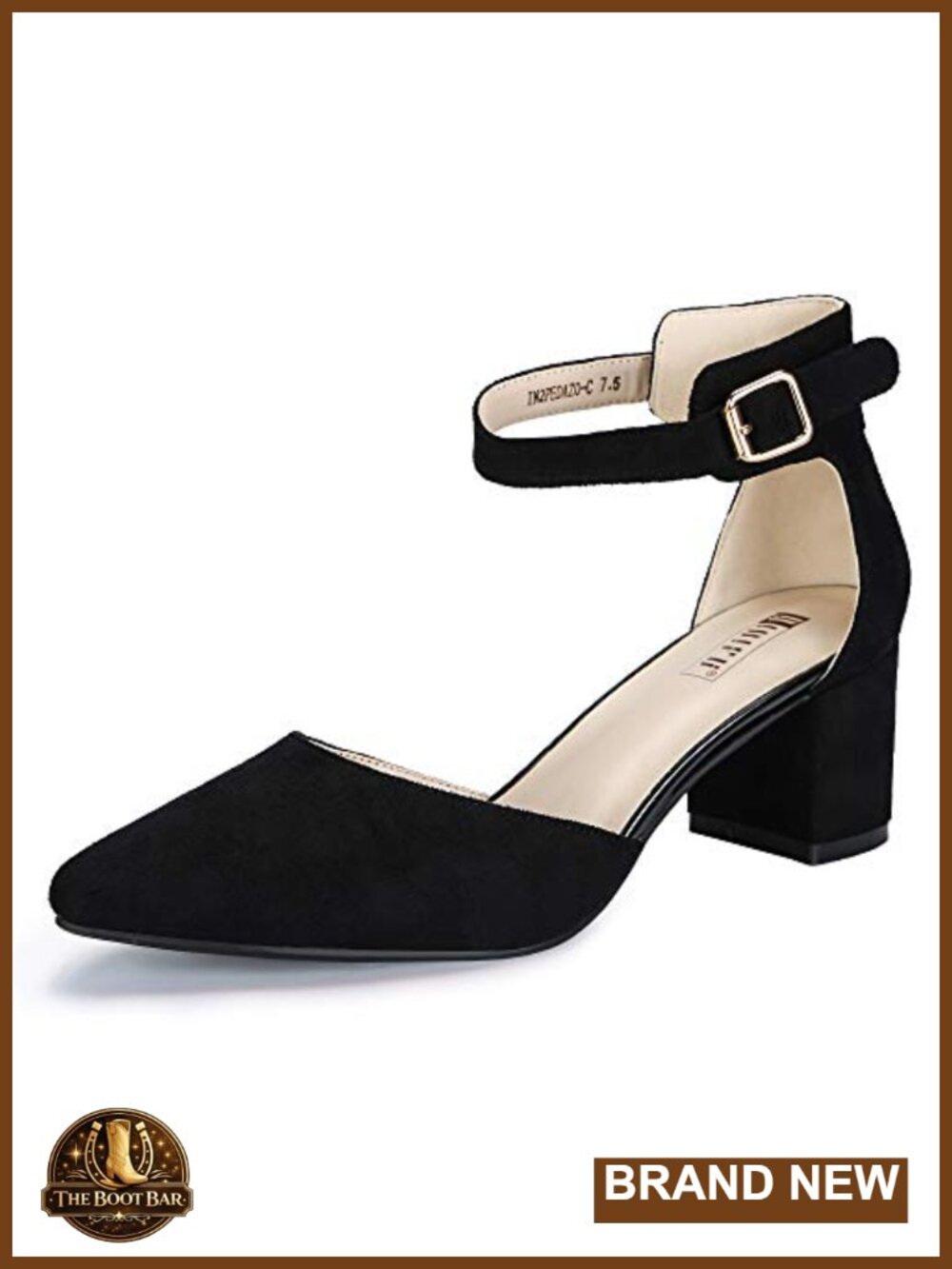 IDIFU Women's IN2 Pumps Low Block Heels D'Orsay Pointed Toe Ankle Strap